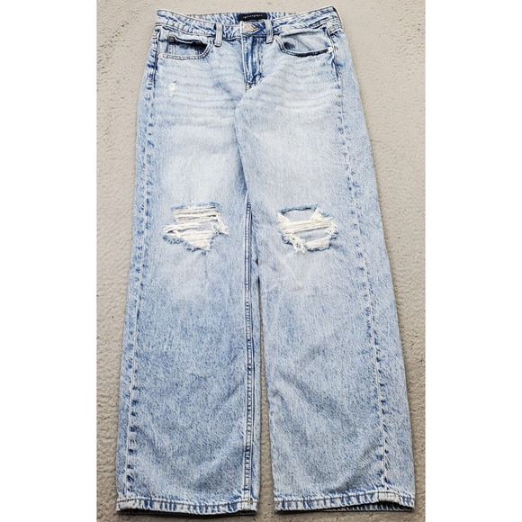 Aéropostale Denim - Aéropostale Baggy Jeans Womens 6R Blue Denim Distressed Low Rise Straight Leg